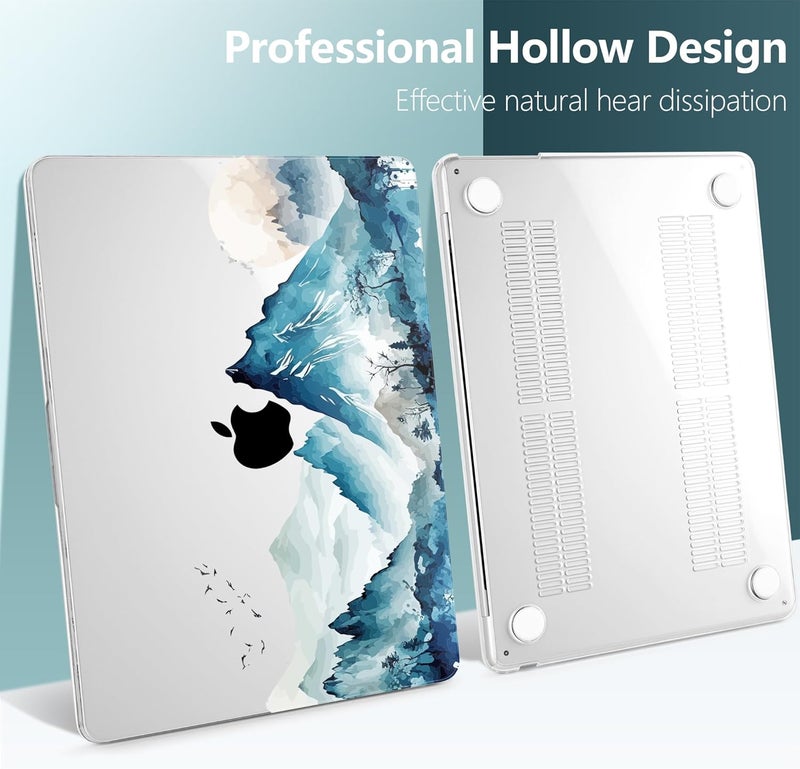 DONGKE Compatible with M4 MacBook Air 15 inch Case 2025 2024 2023 A3241 A3114 A2941 M3 M2 Liquid Retina Display Touch ID, Plastic Hard Case & Keyboard Skin & Screen Protector - Watercolor Mountain - Image 4